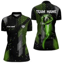 Load image into Gallery viewer, Grunge Black &amp; Green 8 Ball Pool Lights Women&#39;s Billiard Shirts Custom Billiard Jersey Polo &amp; 1/4 Zip TDM3781