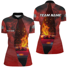 Load image into Gallery viewer, Custom Red Billiard Balls Fire 3D Printed Women Polo &amp; Quarter-Zip Shirts, Billiards Apparel Clothing TDM1677