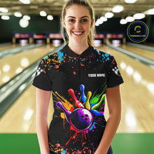Load image into Gallery viewer, Colorful Funny Bowling Jersey For Women Custom Bowling Team Shirts Polo &amp; 1/4 Zip, Bowling Gifts TDM6589