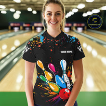 Load image into Gallery viewer, Funny Colorful Bowling Shirts For Women Custom Bowling Team Jersey Polo &amp; 1/4 Zip, Bowling Gifts TDM6590