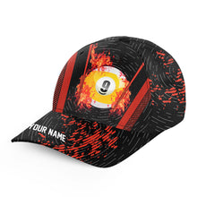 Load image into Gallery viewer, Personalized Grunge 9 Ball Pool Fire Billiard Hats Custom 3D Printed Red Billiard Baseball Cap TDM2100
