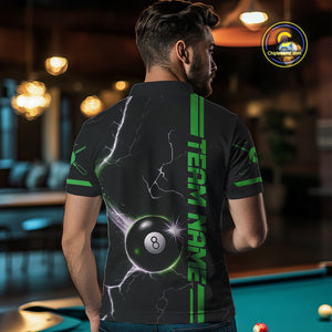Personalized Green 8 Ball Thunder Lightning Billiard Shirt For Men Custom Pool Team League Jersey TDM4428