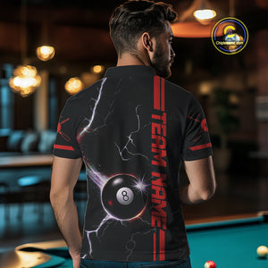 Personalized Red 8 Ball Thunder Lightning Billiard Shirt For Men Custom Pool Team League Jersey TDM4429