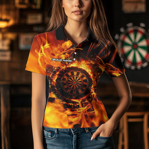 Orange Swirling Flame Dart Shirt For Women Custom Dart Jersey Pocket Option TDM3790
