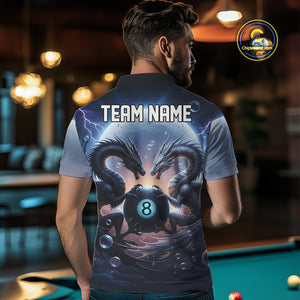 Personalized Dragon 8 Ball Billiard Shirt For Men Custom Pool League Team Jersey Polo & 1/4 Zip TDM4875