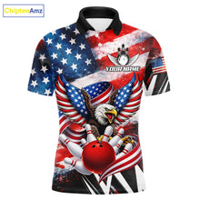Load image into Gallery viewer, Custom American Flag Eagle Bowling Jersey For Men, Patriotic Bowling Team Shirt Polo &amp; 1/4 Zip TDM6183