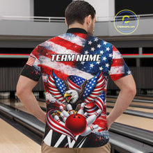 Load image into Gallery viewer, Custom American Flag Eagle Bowling Jersey For Men, Patriotic Bowling Team Shirt Polo &amp; 1/4 Zip TDM6183