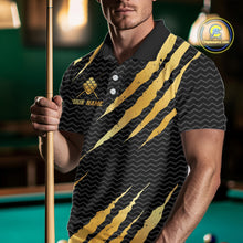 Load image into Gallery viewer, Black And Gold Scratch Billiard Shirts For Men Custom 9 Ball Crown Pool Team Jersey Polo &amp; 1/4 Zip TDM6622