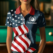 Load image into Gallery viewer, American Flag Eagle 8 Ball &amp; 9 Ball Billiard Shirts For Women Custom Patriotic Cool Billiard Jerseys TDM3094