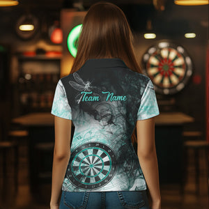 Turquoise Smoke Darts Shirt With Pocket Option For Women Custom Darts Jersey TDM3804