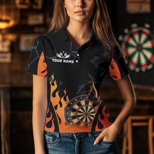 Black And Orange Flame Dart Shirt For Women Custom Dart Jersey Pocket Option TDM3806