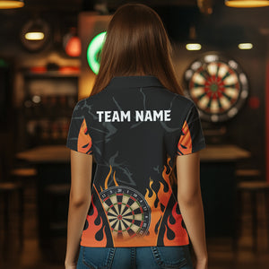 Black And Orange Flame Dart Shirt For Women Custom Dart Jersey Pocket Option TDM3806