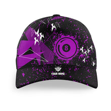 Load image into Gallery viewer, Personalized Purple Grunge 8 Ball Pool Billiards Cap, Custom Top Hat Billiards For Pool Player TDM1534