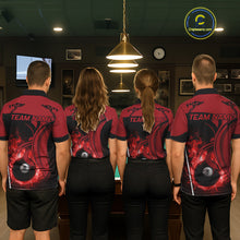 Load image into Gallery viewer, Personalized Red 8 Ball Fire Flame Billiard Shirt For Men, Pool Team Jersey Polo &amp; 1/4 Zip TDM5976