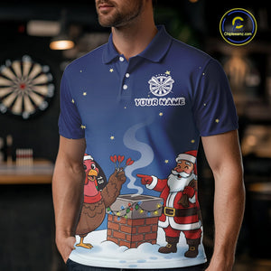 Funny Santa And Turkey Custom Darts Shirt For Men, Christmas Darts Shirt Gift For Darts Lover TDM4912
