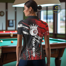 Load image into Gallery viewer, Black And Red 8 Ball Crown Women's Billiard Shirts Custom Billiards Jerseys, Pool League Team Shirts TDM5131