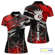 Load image into Gallery viewer, Black And Red 8 Ball Crown Women's Billiard Shirts Custom Billiards Jerseys, Pool League Team Shirts TDM5131