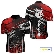 Load image into Gallery viewer, Black And Red 8 Ball Crown Men's Billiard Shirts Custom Billiards Jerseys, Pool League Team Shirts TDM5131
