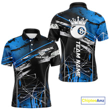 Load image into Gallery viewer, Black And Blue 8 Ball Crown Men's Billiard Shirts Custom Billiards Jerseys, Pool League Team Shirt TDM5133