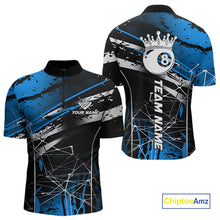 Load image into Gallery viewer, Black And Blue 8 Ball Crown Men's Billiard Shirts Custom Billiards Jerseys, Pool League Team Shirt TDM5133