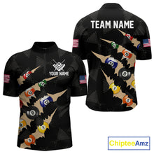 Load image into Gallery viewer, Personalized Scratch 8 Ball Billiard Shirt For Men Custom Pool Jersey, Billiard Team Shirt |Black TDM5990