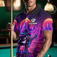 Load image into Gallery viewer, Custom Retro Funny Neon 8 Ball Pool Billiard Shirt For Men, Billiard Team Jersey Polo &amp; 1/4 Zip TDM6219