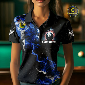 Personalized Grunge Las Vegas Flag Smoke Billiard Shirt For Women Custom 8 Ball Pool Team Jerseys TDM4288