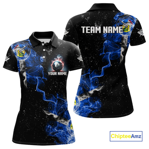 Personalized Grunge Las Vegas Flag Smoke Billiard Shirt For Women Custom 8 Ball Pool Team Jerseys TDM4288