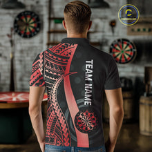 Load image into Gallery viewer, Personalized Black And Red Tribal Dart Shirts For Men Custom Darts Jersey Team Polo &amp; 1/4 Zip TDM4913