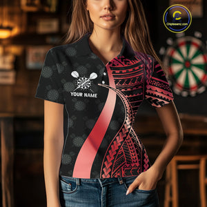 Personalized Black And Red Tribal Dart Shirts For Women Custom Darts Jersey Team Polo & 1/4 Zip TDM4913