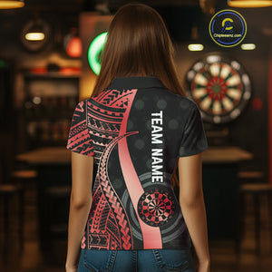 Personalized Black And Red Tribal Dart Shirts For Women Custom Darts Jersey Team Polo & 1/4 Zip TDM4913