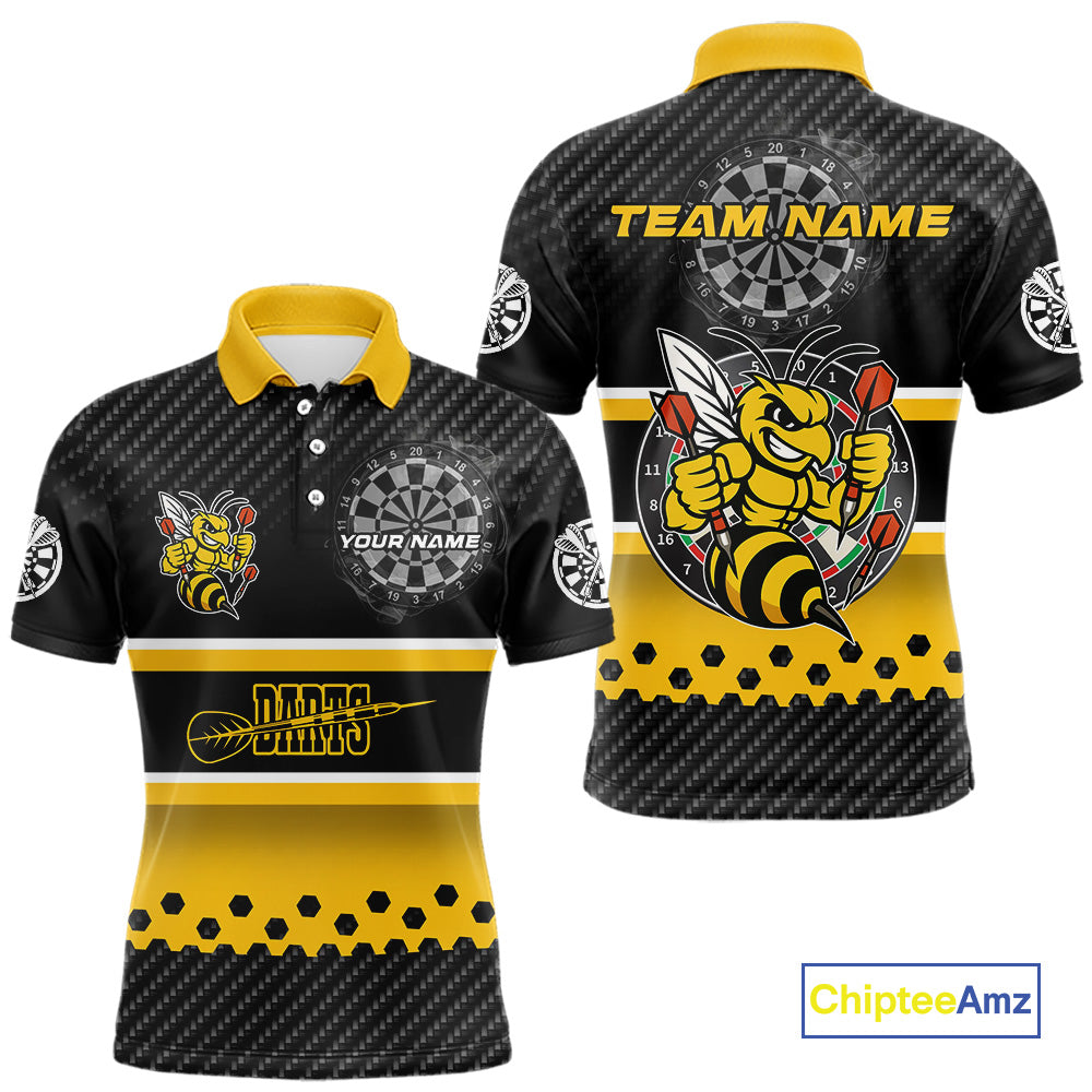 Yellow Black Darts Bee Custom Name Darts Shirts For Men, Funny Darts Apparel, Best Darts Gifts TDM4918