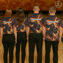 Load image into Gallery viewer, Orange Grim Reaper Fire Smoke Bowling Jersey For Women Custom Bowling Team Shirt Polo &amp; 1/4 Zip TDM6233