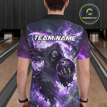 Load image into Gallery viewer, Purple Grim Reaper Fire Smoke Bowling Jersey For Men Custom Bowling Team Shirt Polo &amp; 1/4 Zip TDM6235
