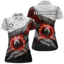 Load image into Gallery viewer, Personalized Grey Grunge Fire 8 Ball Pool  Billiard Women Shirts Custom Billiard Jersey For Pooler TDM1566