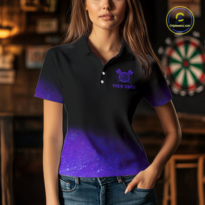Personalized Sea Purple Gradient Darts Polo & Quarter Zip Custom Dart Shirts For Women Dart Jerseys TDM4709