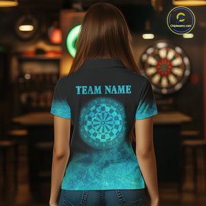 Personalized Sea Turquoise Gradient Darts Polo & Quarter Zip Custom Dart Shirt For Women Dart Jersey TDM4710