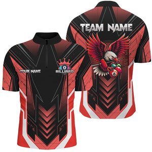 Personalized Funny Eagle Billiard Shirts For Men Custom Name Red Billiard Balls Sports Jerseys TDM2414