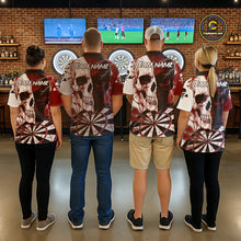Load image into Gallery viewer, White &amp; Red Skull Dartboard Custom Men Dart Quarter-Zip Shirt Retro Grunge Dart League Jerseys NYN2083