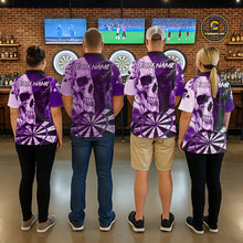 Load image into Gallery viewer, White &amp; Purple Skull Dartboard Custom Men Dart Quarter-Zip Shirt Retro Grunge Dart League Jerseys NYN2084