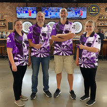 Load image into Gallery viewer, White &amp; Purple Skull Dartboard Custom Men Dart Quarter-Zip Shirt Retro Grunge Dart League Jerseys NYN2084