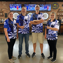 Load image into Gallery viewer, White &amp; Blue Skull Dartboard Custom Men Dart Quarter-Zip Shirt Retro Grunge Dart League Jerseys NYN2085