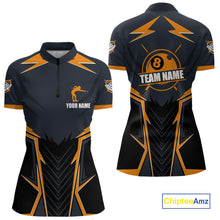 Load image into Gallery viewer, Billiard Jerseys For Women Custom Polo &amp; Quarter-Zip Billiard Team Shirts, 8 Ball Pool Shirt |Orange TDM3829