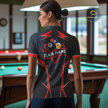 Load image into Gallery viewer, Billiard Jerseys For Women Custom Polo &amp; 1/4 Zip Billiard Team Shirt, 8 Ball &amp; 9 Ball Pool Shirt|Red TDM3830