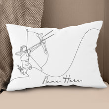Load image into Gallery viewer, Customized Archery Player Line Drawing White Pillow, Archery Pillow Gift TDM0871