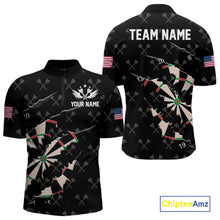 Load image into Gallery viewer, Personalized Scratch Darts Shirt For Men Custom Darts Jersey Team Polo &amp; Quarter Zip |Black TDM5868