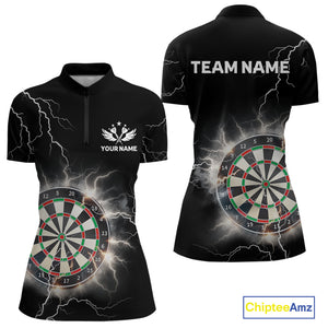 Custom Dartboard Thunder Lightning Dart Shirts For Women | Darts Polo & 1/4 Zip Team Jerseys TDM3961