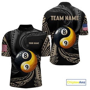 Personalized Funny Yin And Yang Tribal Billiard Shirt For Men Custom 8 Ball & 9 Ball Pool Jerseys TDM4506
