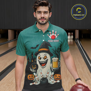 Funny Ghostly Beer Bowling Halloween Shirt For Men Custom Bowling Team Jersey Outfit TDM4945