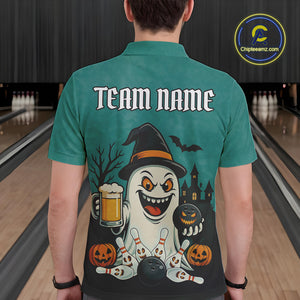 Funny Ghostly Beer Bowling Halloween Shirt For Men Custom Bowling Team Jersey Outfit TDM4945